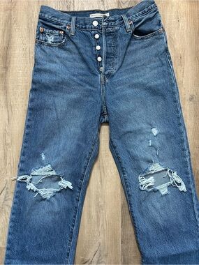 Levi's Straight Leg Distressed Blue Jeans